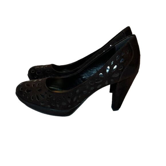 Yellow Box Brown Tina Cut Out Suede 3.5” Platform Heels, 7 - Picture 2 of 11